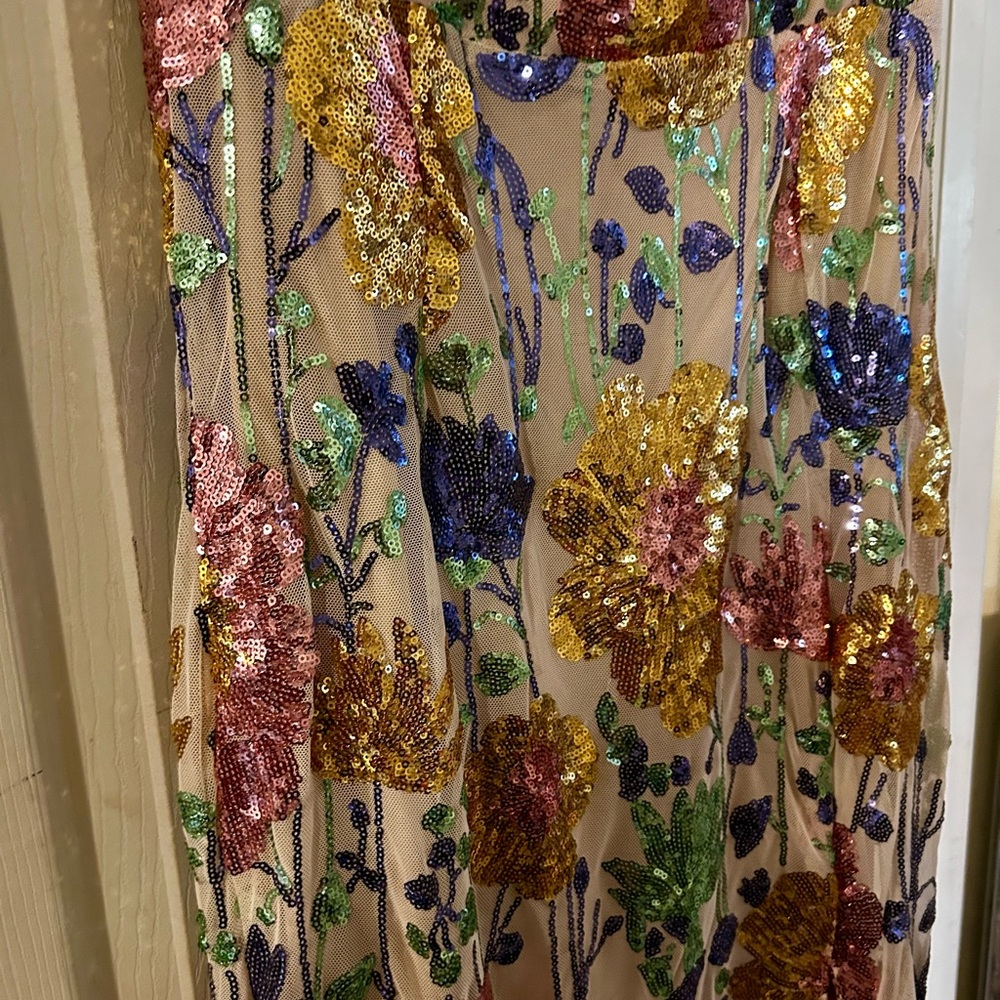 Faeriesty Luxe Floral Sequin Formal Maxi Dress with Side Slit Size xl - Picture 4 of 6